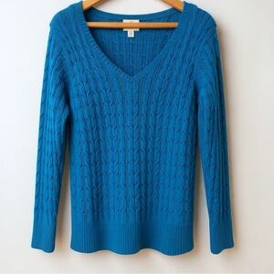 90s Grandmacore Blue Rib Knit Sweater Pullover Women's XL Y2K Preppy, Academia